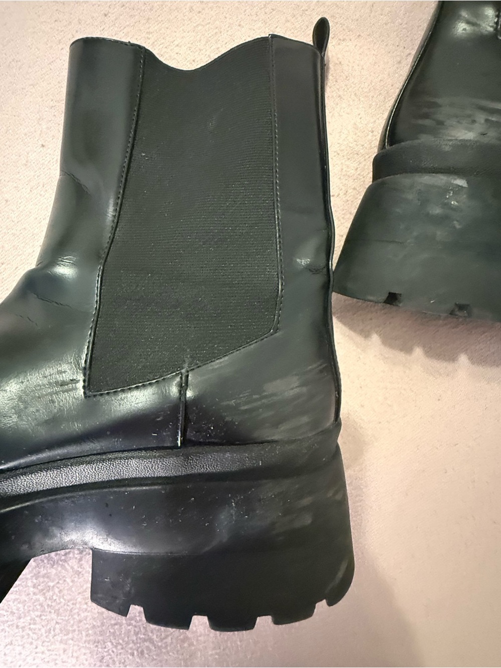 Zara Black Chunky Platform Chelsea Boots - Picture 9 of 10